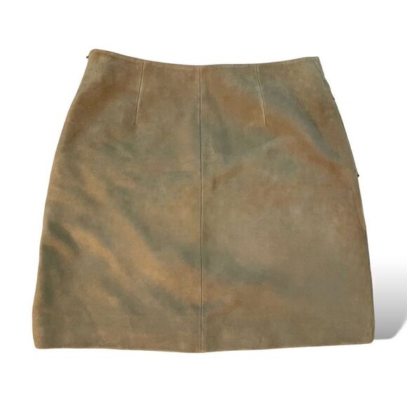 BA&SH Goat Leather Olive Green Mini Skirt |Size: S| - Picture 6 of 7